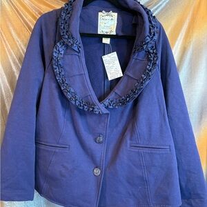 Women's eggplant purple 2x Jacket with Ruffled‎ Collar 48” chest 500